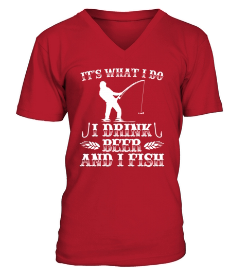 Fisherman Love To Fish & Beer Fisher Angler Men's V-Neck T-shirt