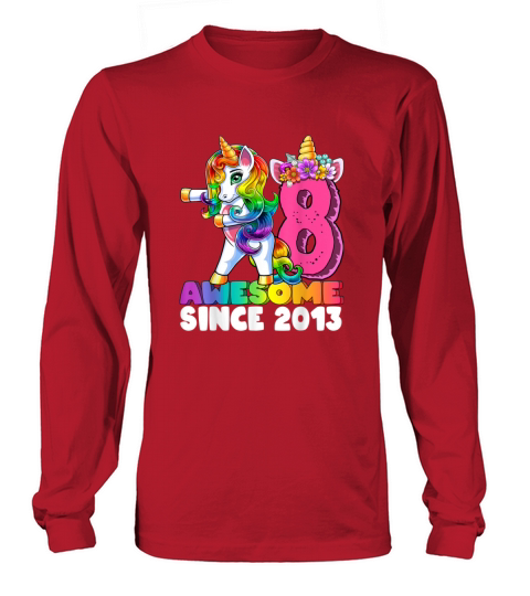 Awesome Since 2013 Flossing Unicorn 8th Birt 633 Men's Long Sleeve