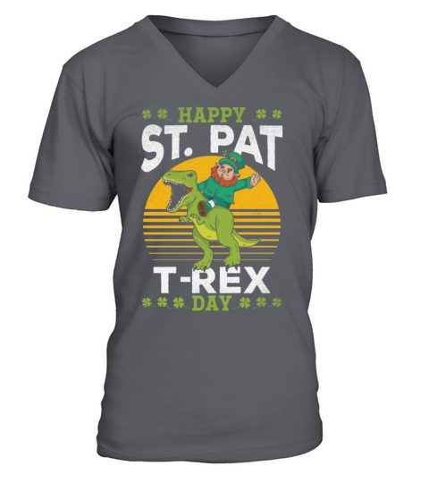 Happy St Pat T-Rex Day Dinosaur Toddler Boys St Men's V-Neck T-shirt