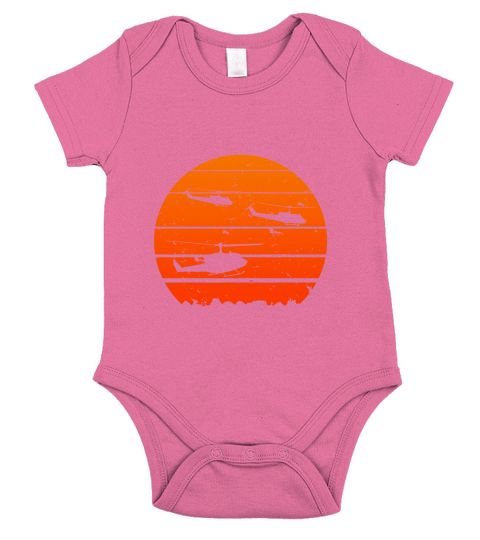 Huey Jungle Sunrise | Retro Helicopter Vintage Military Short Sleeve Baby One-Piece