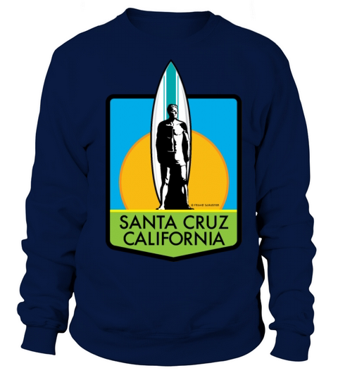 Santa Cruz California Surfer Statue Sunset green Women's Sweatshirt