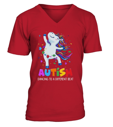 unicorn Autism Awareness Cute unicorn Color Puzzle Men's V-Neck T-shirt