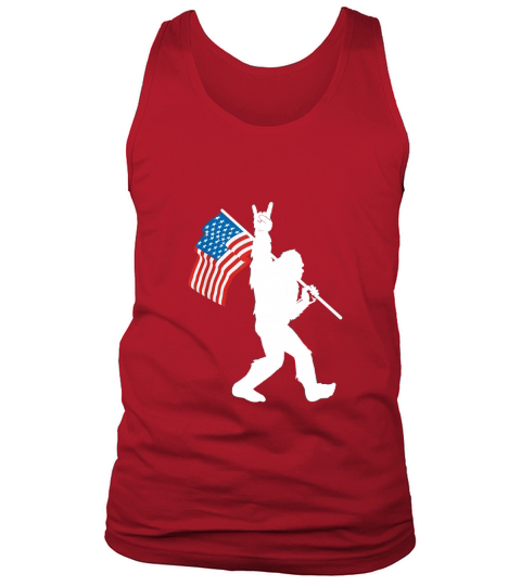 Funny Bigfoot Rock and Roll USA Flag for Sasquatch Believers Tank Top Unisex