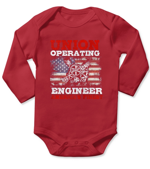 US Flag Union Operating Engineers Long Sleeve Baby One-Piece