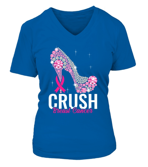 Crush Breast Cancer Bling Pink Ribbon awareness Women's V-Neck T-shirt