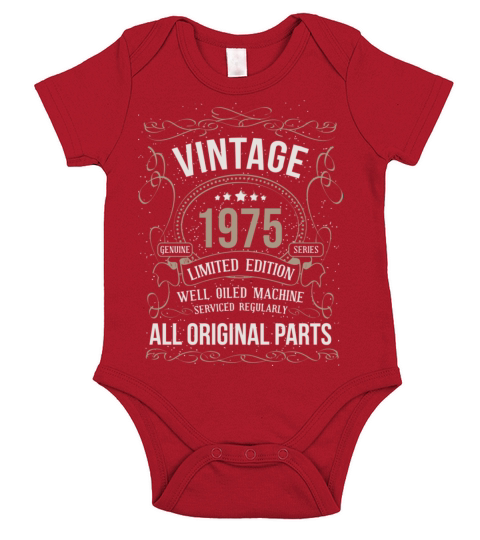 Vintage 1975 47Th Birthday All Original Parts Gift Short Sleeve Baby One-Piece