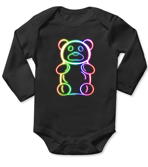bear - Neon Rainbow Gummy Bear shirts Long Sleeve Baby One-Piece