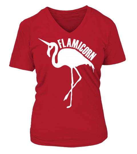 flamingo unicorn hybrid creature hybrids white V-neck T-Shirt Woman