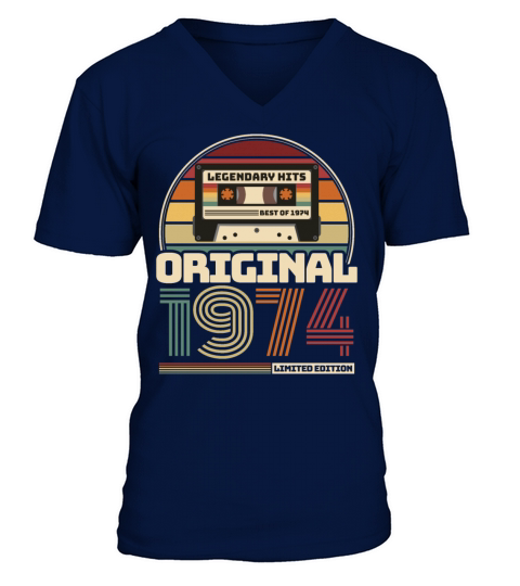 Beautiful Retro Vintage tape birthday 1974 Men's V-Neck T-shirt