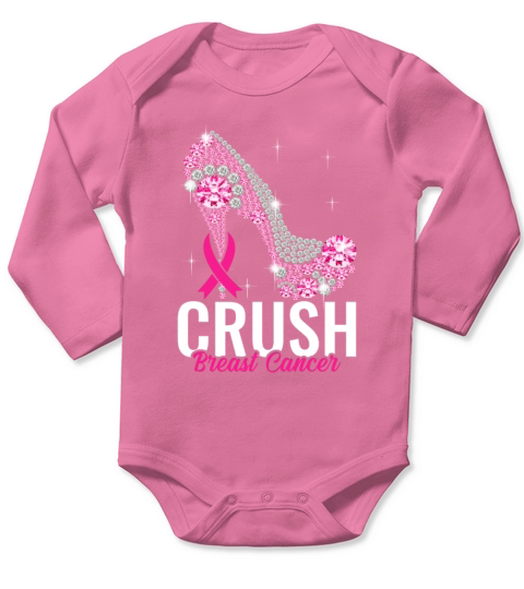 Crush Breast Cancer Bling Pink Ribbon awareness Long Sleeve Baby One-Piece