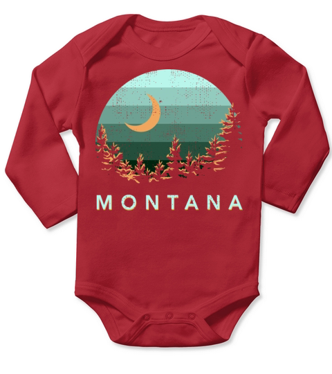 Montana Vintage Sunset Outdoors Hiking Souvenir Long Sleeve Baby One-Piece