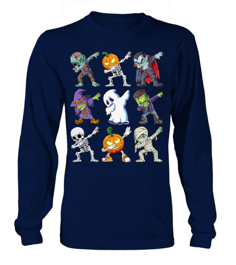 Dabbing Halloween Boys Skeleton Zombie Scary Women's Long Sleeve