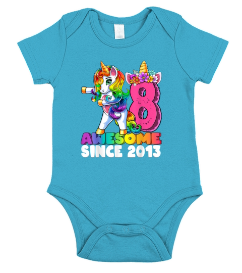 Awesome Since 2013 Flossing Unicorn 8th Birt 633 Short Sleeve Baby One-Piece