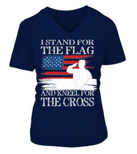 I Stand For The Flag And Kneel For The Cross Tee Women's V-Neck T-shirt