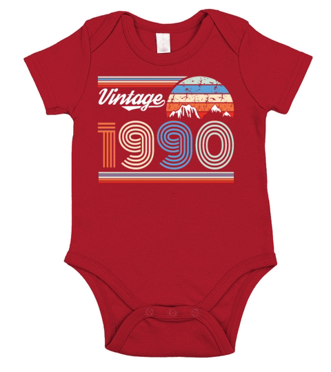 1990 Vintage born in Retro age Birthday gift idea Short Sleeve Baby One-Piece