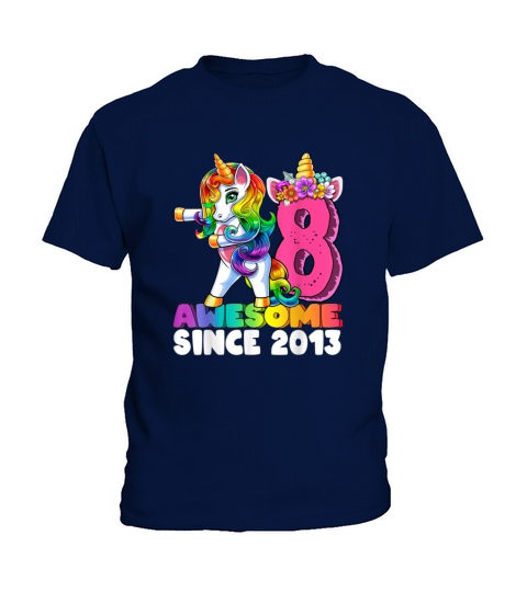Awesome Since 2013 Flossing Unicorn 8th Birt 633 Kids T-Shirt