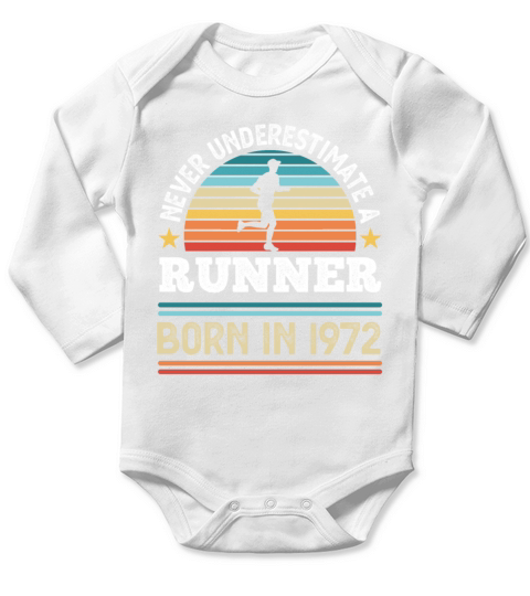 Runner born 1972 50th Birthday running Gift Long Sleeve Baby One-Piece