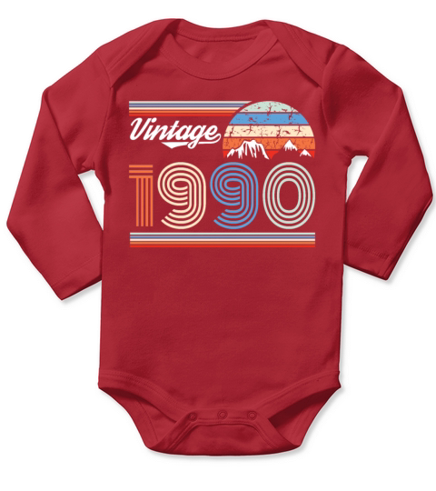 1990 Vintage born in Retro age Birthday gift idea Long Sleeve Baby One-Piece