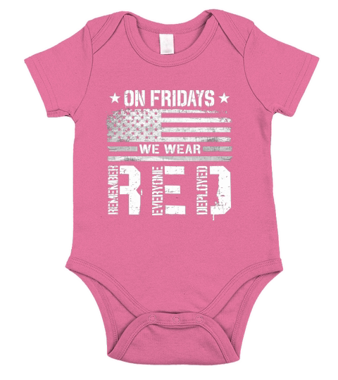 On Friday We Wear Red American Flag Military Supportive Short Sleeve Baby One-Piece