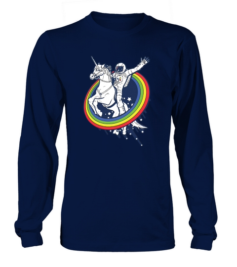 Unicorn and Astronaut Rainbow Space Exploration Long sleeved Unisex