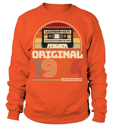 Beautiful Retro Vintage tape birthday 1974 Men's Sweatshirt