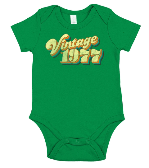Vintage 1977 70s Design 40th Anniversary Short Sleeve Baby One-Piece