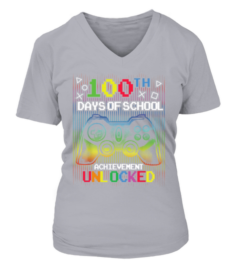 100th Day Of School For Teacher Student Video Game Women's V-Neck T-shirt