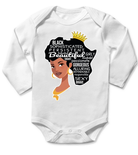 Black Queen Hair Text Juneteenth Black History Long Sleeve Baby One-Piece