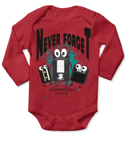 Never Forget 70s 80s 90s Funny Gift for birthday Long Sleeve Baby One-Piece