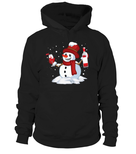 Snowman With Wine Funny Xmas Wine Drinking Women's Hoodie