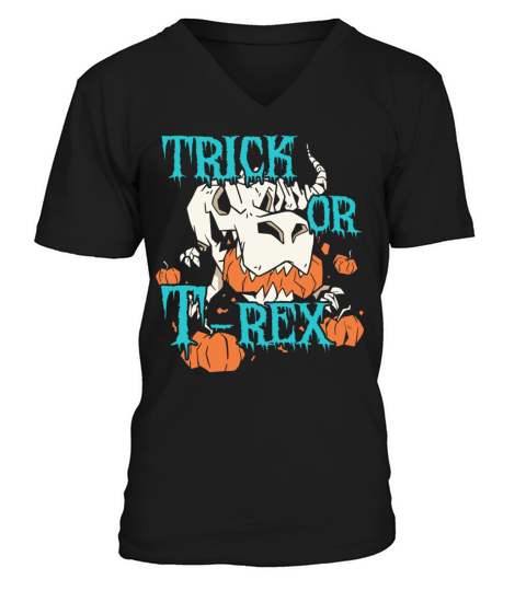 Trick Oder T-Rex Halloween Pumpkins Men's V-Neck T-shirt