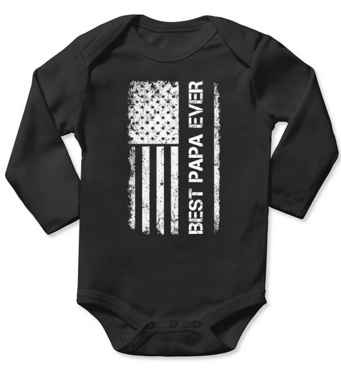 Fathers Day American Flag Best Papa Long Sleeve Baby One-Piece