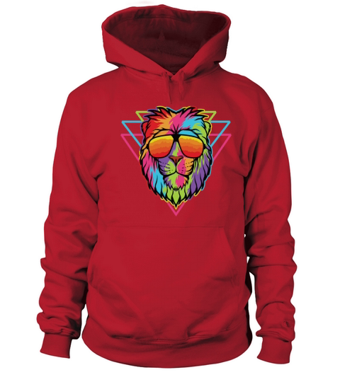 Cool Lion Head Design with Bright Colorful T-Shirt Women's Hoodie