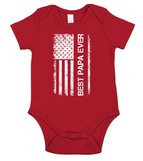 Fathers Day American Flag Best Papa Short Sleeve Baby One-Piece