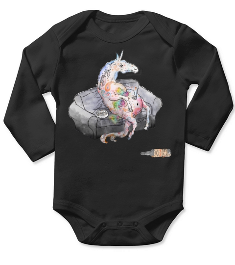 drunk unicorn Long Sleeve Baby One-Piece
