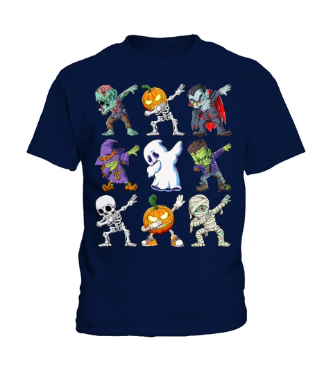 Dabbing Halloween Boys Skeleton Zombie Scary Kids T-Shirt
