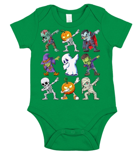 Dabbing Halloween Boys Skeleton Zombie Scary Short Sleeve Baby One-Piece