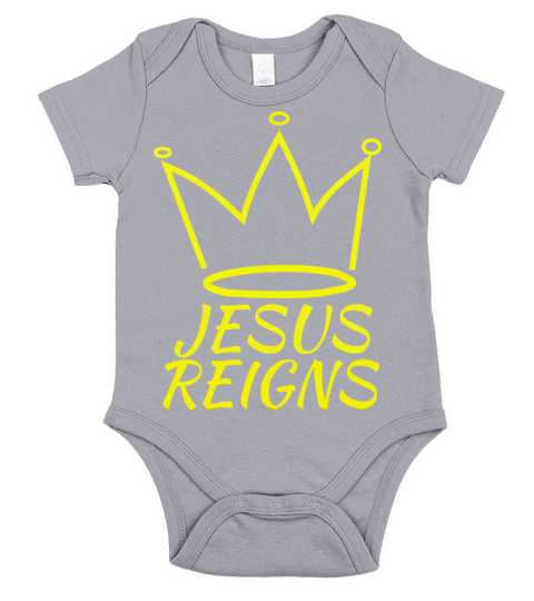 Jesus Reigns logo light Short Sleeve Baby One-Piece