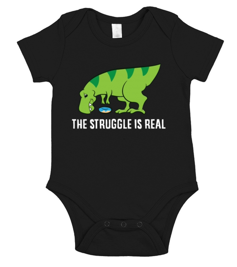 Dinosaur Donut The Struggle Is Real Love Dinosaurs Short Sleeve Baby One-Piece