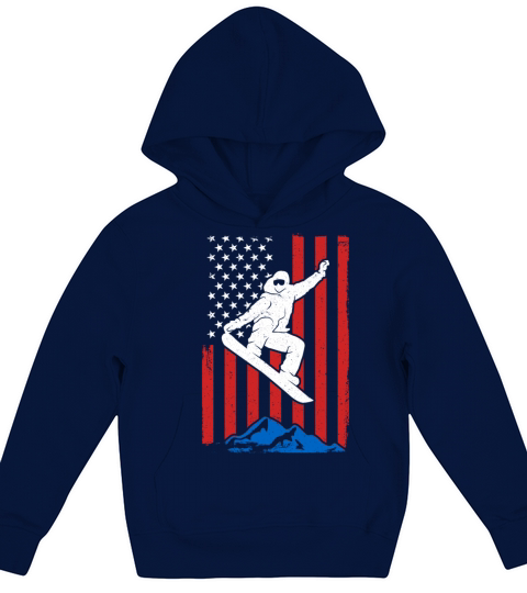 Snowboarding American Flag Retro Kids Hoodie