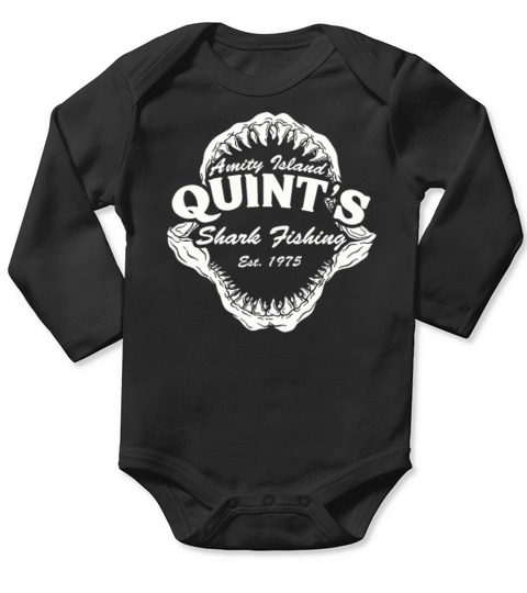 Quints Shark Fishing Amity Island Long Sleeve Baby One-Piece