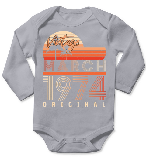 March 1974 Retro Palm Trees Long Sleeve Baby One-Piece