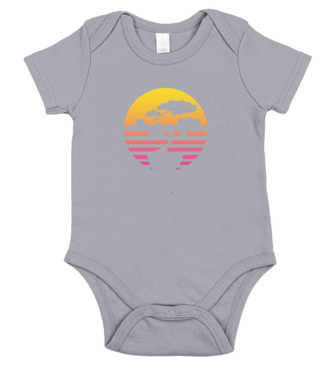 Bonsai Tree Sun Retro Vintage Short Sleeve Baby One-Piece