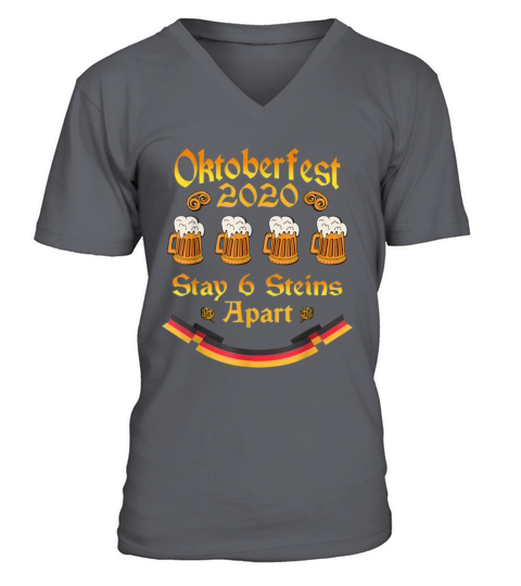 Oktoberfest 2020 Stay 6 Steins Apart a Funny Beer Men's V-Neck T-shirt