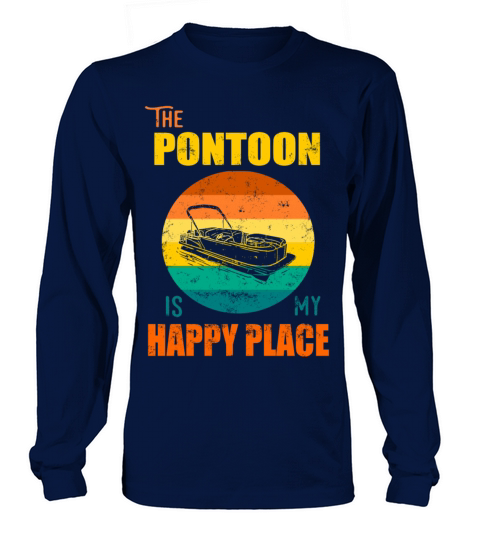 Pontoon Is My Happy Place Retro Vintage Design Men's Long Sleeve