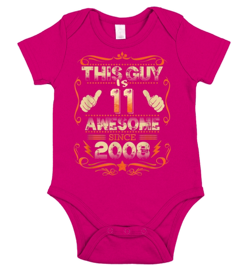 Vintage Born in 2008 11th Birthday Gifts 11 This G Short Sleeve Baby One-Piece