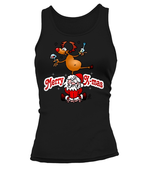 Merry Christmas - Reindeer dances on Santa Claus Women's Tank Top