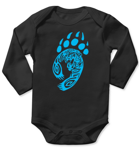 Bear Paw Tribal Grizzly Black Papa Momma Long Sleeve Baby One-Piece