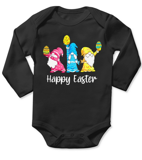 Women Kids Men Happy Easter Bunny Gnomes Long Sleeve Baby One-Piece