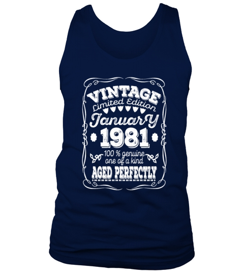 40Th Birthday Gift Vintage January 1981 40 Years Men's Tank Top